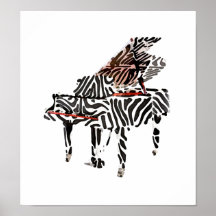 Zebra Grand Piano ~ Poster 12.19"x11"