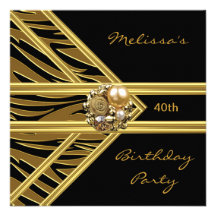 Zebra Invitation Elegant Black Velvet gold jewel