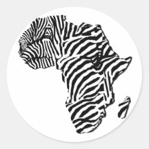 Zebra Print African Safari Africa Map Stickers