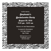 Zebra Print Bachelorette Party Invitation
