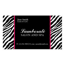 Zebra Print Fashion Hair Stylist Salon Pink Business Card Templates