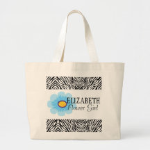 Zebra Print Flower Girl Tote Canvas Bag
