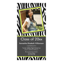 Zebra Print Graduation Photo Announcement (lime) Photo Card Template