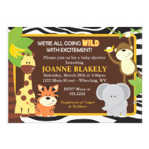 Zebra Print Jungle Safari Baby Shower Invitation