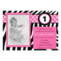 Zebra Print Pink Girls Birthday Invitation