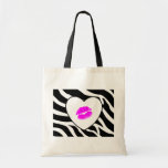 Zebra Print Pink Kiss Tote Bags