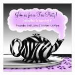 Zebra Print Teapot Tea Party Birthday Invitations