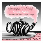 Zebra Print Teapot Tea Party Invitations