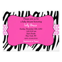 Zebra Prints Hot Pink Baby Shower Invitations