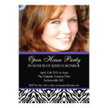 Zebra Purple Accent Photo Open House Graduation In invitations