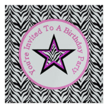 Zebra Star: Party Invitation