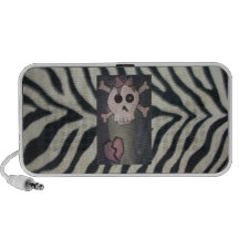 Zebra Stripe Pink Skull and Heart Doodle Speakers