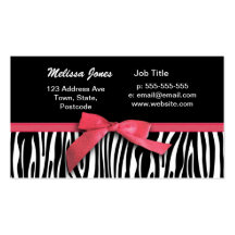 Zebra stripes and red ribbon graphic business card templates