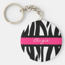 Zebra Stripes Pattern Personalised Name Keychain