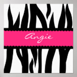 Zebra Stripes Pattern Personalised Name Poster