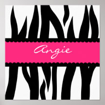 Zebra Stripes Pattern Personalised Name Poster