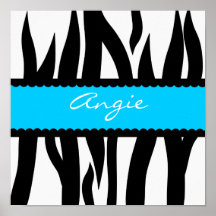 Zebra Stripes Pattern Personalised Name Poster