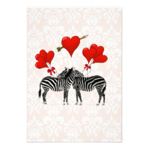 Zebras and hearts on pink damask personalised announcement