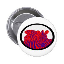 ZEBRAS IN RED PINBACK BUTTONS