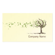Zen Wind Tree With Leaves Business Card Template