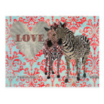 Zenya & Zeb Love Damask  Postcard