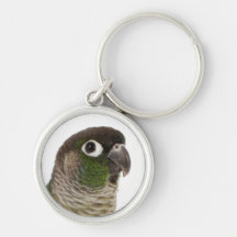 Zeph (green cheek conure) - Round Keychain 1