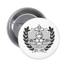 Zeta Zeta Zeta Fraternity Crest - B&W Pinback Buttons