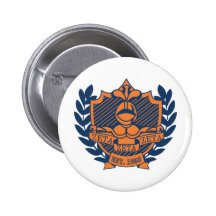 Zeta Zeta Zeta Fraternity Crest - Navy/Orange Pinback Button