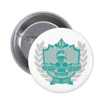 Zeta Zeta Zeta Fraternity Crest - Teal/Grey Pinback Button