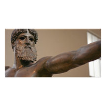 Zeus bronze statue in Athens Greece Custom Photo Card