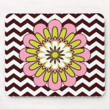 Zig Zag & Light Pink Flower Mouse Pad