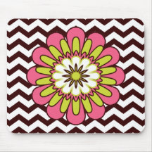 Zig Zag & Pink Flower Mouse Pad