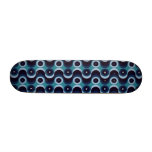 Zigzag curved lines and circles blue shades skateboards