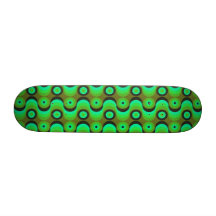 Zigzag curved lines circles green 1970s skate deck