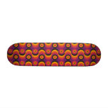 Zigzag curved lines circles purple yellow 1970s skate board deck