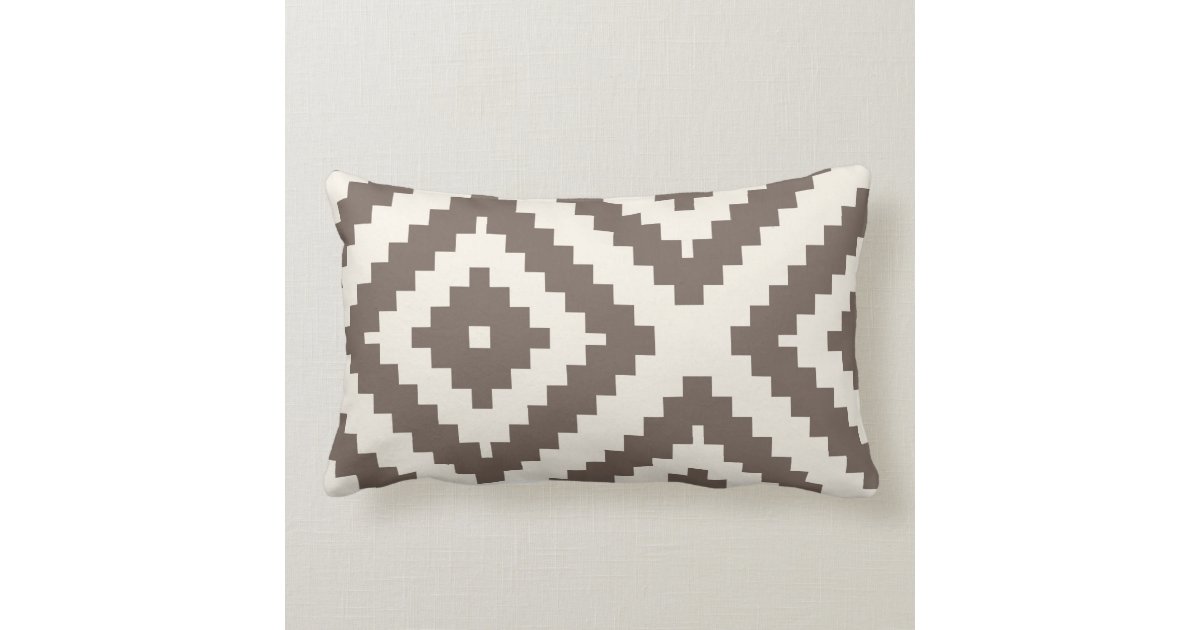 Zigzag Geometric Pattern Taupe Brown Cushion Zazzle