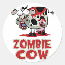 Zombie Cow Round Stickers
