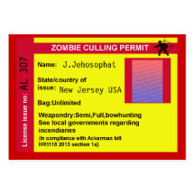 zombie culling permit business card