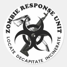Zombie Gift Response Team Gifts Customise Round Stickers