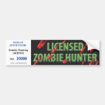 ZOMBIE Hunting License w/ blood spatters Bumper Stickers