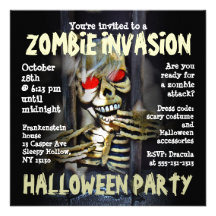 Zombie Invasion Halloween Party Invitation