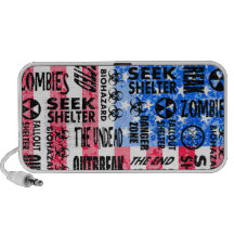 Zombie, Outbreak, Undead, Biohazard American Flag Mini Speaker