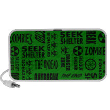 Zombie, Outbreak, Undead, Biohazard Black & Green Mini Speakers