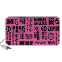 Zombie Outbreak, Undead, Biohazard Black, Hot Pink Portable Speakers