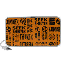 Zombie, Outbreak, Undead, Biohazard Black & Orange Mp3 Speakers