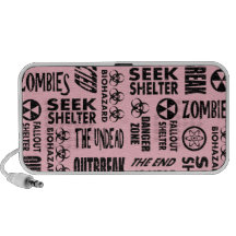 Zombie, Outbreak, Undead, Biohazard Black & Pink Portable Speakers