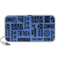 Zombie, Outbreak, Undead Black & Cornflower Blue Mp3 Speaker