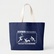 Zombie Preparedness Axes Reloading WHITE Design Canvas Bags