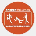 Zombie Preparedness Befriend Slow WHITE Design Stickers