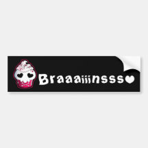 Zombie Skull Cupcake Bumper Sticker
